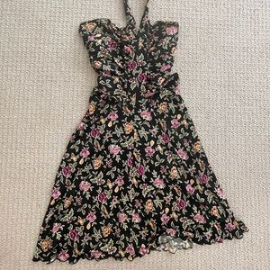 Issa tie back halter floral print silk blend dress